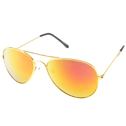 Солнцезащитные очки с малиново-оранжевыми стеклами в золотой оправе