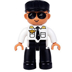Пилот в очках – минифигурка, совместимая с контруктором Лего дупло