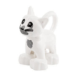 Белая кошка – фигурка, совместимая с Лего дупло