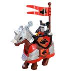 Красно-чёрный рыцарь в доспехах и на коне, совместимый с Лего дупло