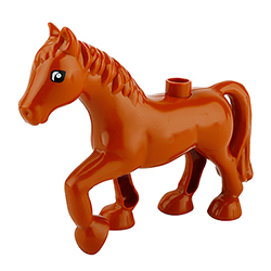 Гнедая лошадь – фигурка для конструктора, совместимая с Лего дупло