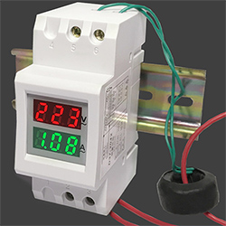 Ампер-вольтметр на DIN рейку, AC 80-300 В, 0-99.9 А