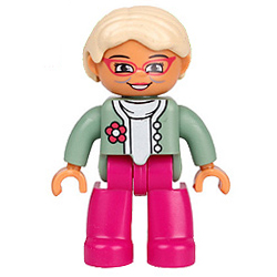Бабушка в розовых штанах – минифигурка, совместимая с Лего дупло