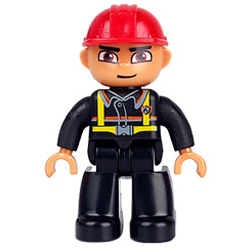 Пожарный в каске – минифигурка, совместимая с контруктором Лего дупло