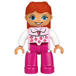 Рыженькая девушка – минифигурка, совместимая с контруктором Лего дупло
