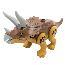 Цератопс коричневый – фигурка-конструктор, совместимая с Лего дупло