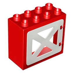 Красный блок с белой рамой (диагональ) – детали Лего дупло