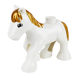 Маленькая белая лошадка – фигурка, совместимая с Лего дупло
