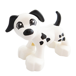 Собака белая с черными ушами – фигурка, совместимая с Лего дупло