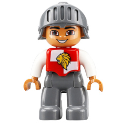 Рыцарь (красно-белый лев) – минифигурка, совместимая с Лего дупло