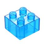 Кубик 2х2 прозрачный голубой – деталь, совместимая с Лего дупло