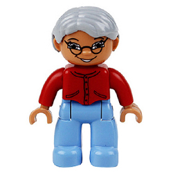 Бабушка в красной кофте – минифигурка, совместимая с Лего дупло