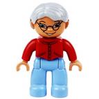 Бабушка в красной кофте – минифигурка, совместимая с Лего дупло