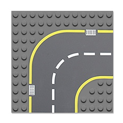 Пластина 12х12 с поворотом дороги, совместимая с Лего дупло