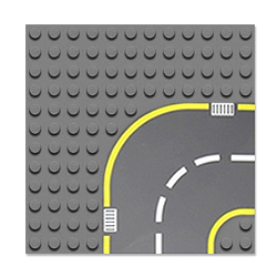 Пластина 12х12 со смещенным поворотом дороги, совместимая с Лего дупло