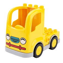 Грузовик с жёлтой кабиной, совместимый с конструктором Лего дупло
