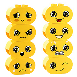 Набор округлых блоков с изображениями лица, совместимых с Лего дупло