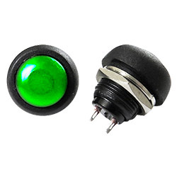 Круглая кнопка без фиксации зеленая PBS-33B