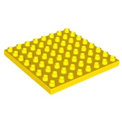Жёлтая пластина 8х8, совместимая с Лего дупло