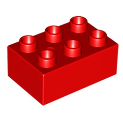 Кубик 2х3 (толстый) Лего дупло: красный