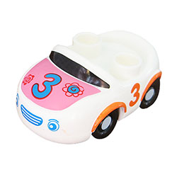 Белая мини-машинка №3 для гоночной трассы, совместимая с Лего дупло
