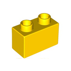 Жёлтый блок 1х2 – деталь, совместимая с Лего дупло