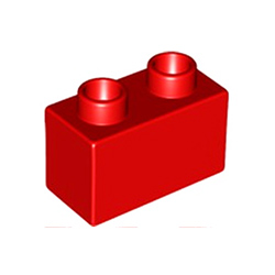 Красный блок 1х2 – деталь, совместимая с Лего дупло