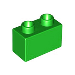 Зелёный блок 1х2 – деталь, совместимая с Лего дупло