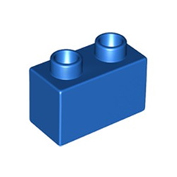 Синий блок 1х2 – деталь, совместимая с Лего дупло