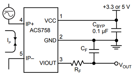 ACS758LCB-50B-PFF-T двунаправленный датчик тока ±50 ампер