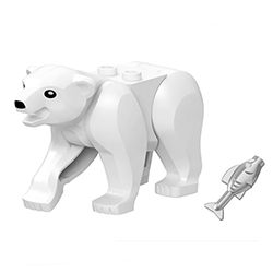 Белый медведь + рыба — фигурки, совместимые с конструктором Лего