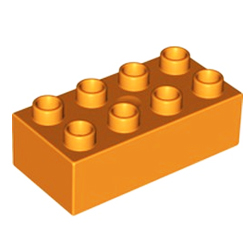 Кубик 2х4 (толстый) Лего дупло: оранжевый цвет