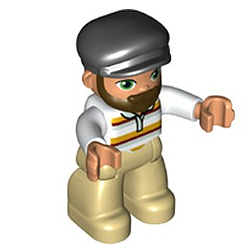 Бородатый дядя-фермер в черной кепке – фигурка Лего дупло