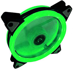 Вентилятор 12 см, 12025, 12 вольт, 0.2 ампера с зелёной подсветкой