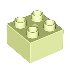 Кубик 2х2 Лего дупло: жёлто-зелёный цвет
