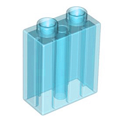 Кубик 2х1 высокий прозрачный голубой Лего дупло