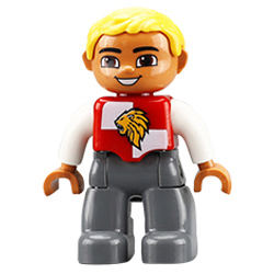 Рыцарь (красно-белый лев) №2 – минифигурка, совместимая с Лего дупло