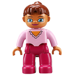 Тётя брюнетка в розовом – минифигурка, совместимая с контруктором Лего