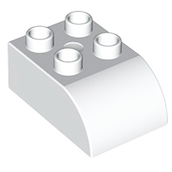 Кубик 2х3 (скруглённый верхний край) Лего дупло: белый цвет