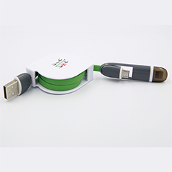 Кабель-рулетка универсальный USB - microUSB + Lightning