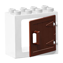 Белый блок с дверью – деталь конструктора Лего дупло