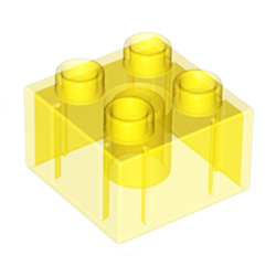 Кубик 2х2 прозрачный жёлтый Лего дупло