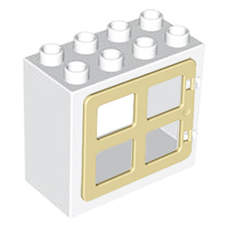 Белый блок с квадратной коричневой рамой – детали конструктора Лего