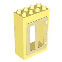 Светло-жёлтый блок с дверью нового образца – детали Лего дупло