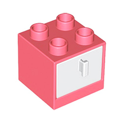 Тумба розовая с белым ящиком – детали конструктора Лего дупло