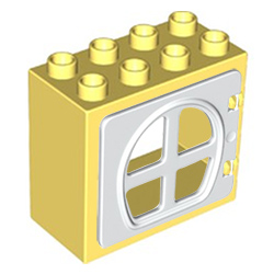 Светло-жёлтый блок с округлой рамой – детали конструктора Лего дупло