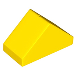 Жёлтая треугольная крыша 2х4 штырька — деталь конструктора Лего дупло