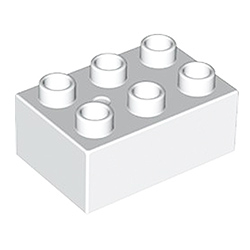 Кубик 2х3 (толстый) Лего дупло: белый