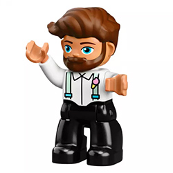 Мужчина в белой рубашке с бородой – фигурка Лего дупло