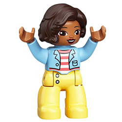 Тётя в голубом жакете и жёлтых штанах – фигурка Лего дупло